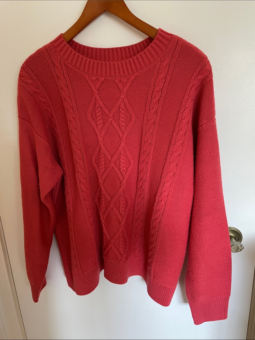 Joe Fresh Coral Cable Crewneck Sweater
